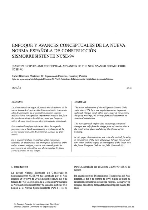 Pdf Enfoque Y Avances Conceptuales De La Nueva Norma Española De