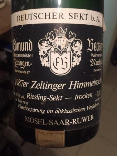 Edmund Becker Zeltinger Himmelreich Riesling Sekt Trocken Vivino US