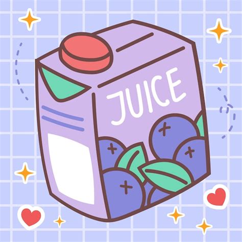 Premium Vector Kawaii Food Of Blueberry Juice Box Drink Vector Cute