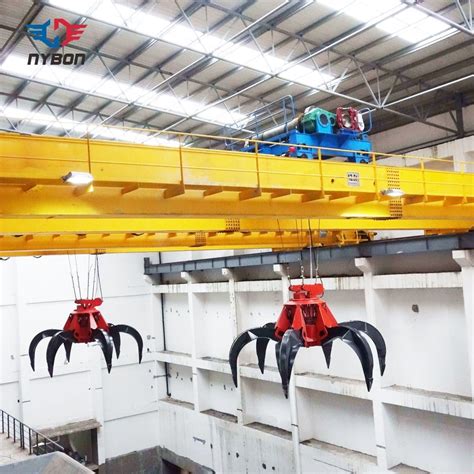 Qz Double Girder Grab Bucket Overhead Bridge Crane For Metal Scrap