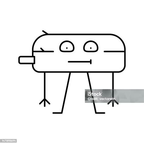 Contoh Contoh Vektor Ikon Garis Karakter Sekolah Pensil Ilustrasi Stok