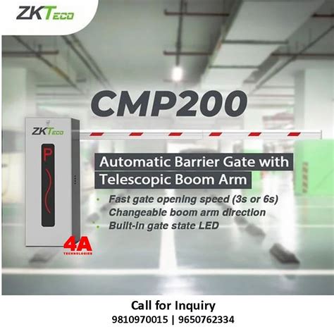 Steel Zkteco CMP200 Automatic Boom Barrier With Telescopic Boom Arm