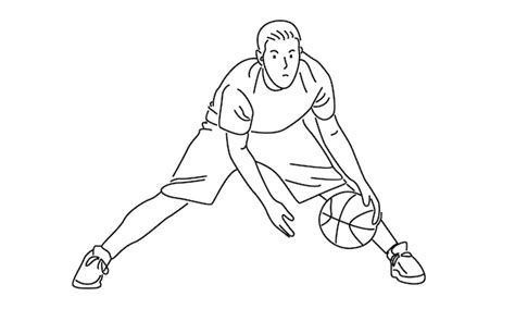 Premium Vector Line Art Of Basketball Player Dribbling The Ball