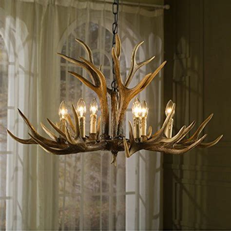 EFFORT INC Antlers Vintage Stil Harz 6 Licht Kronleuchter