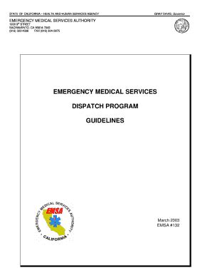 Fillable Online Emsa Ca Emergency Medical Services Dispatch Program