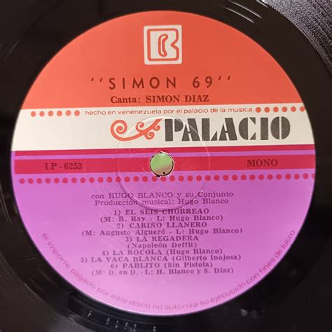 Simon Diaz Con Hugo Blanco Y Su Conjunto Simon Vinyl Lp