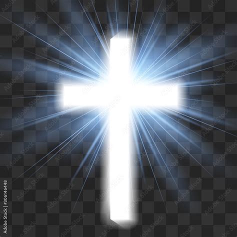 Glowing Christian Cross Isolated On Transparent Background Saint Pure