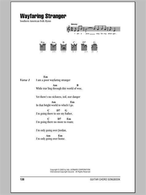 Wayfaring Stranger By Southern American Folk Hymn Sheet Music For