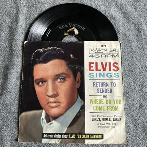 Vinyl 45 7” Elvis Presley Where Do You Come From Return To Sender 47