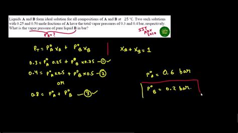 Jee Advanced Solution Liquids A And B Form Ideal Solution For