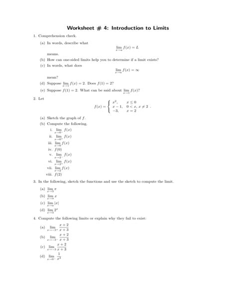 42 Introduction To Limits Worksheet Answers Worksheet Was Here