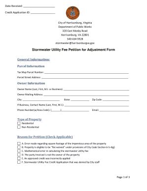 Fillable Online Harrisonburgva Stormwater Utility Fee Petition For