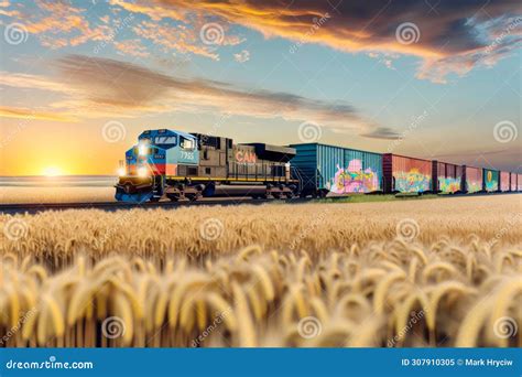 Railway Prairie Sunrise Landscape Wheat Field Rural Countryside