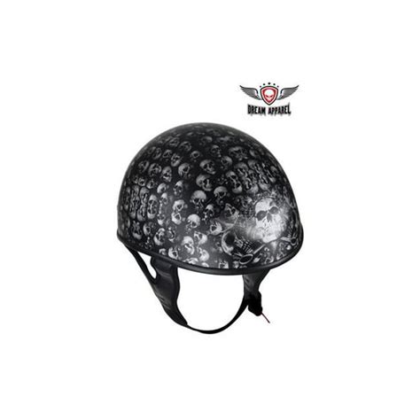 Dealer Leather Hs1100 D3 Grey Flat S Dot Low Profile Motorcycle Helmet With Skulls Graphic