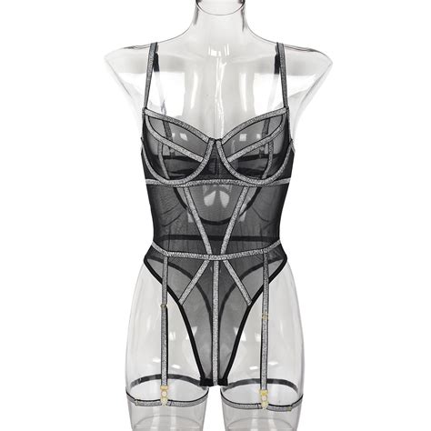 Hhh Lingerie Sexy Lingerie Jumpsuit Gold Silk Beautiful Line Mesh Stitching Girl Camisole