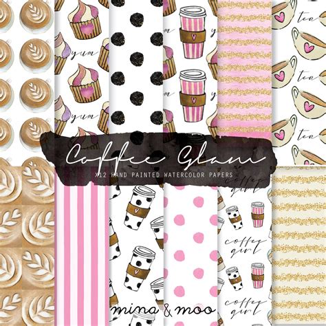 Café Acuarela Café Doodles Papel Digital Café Imprimible Etsy España