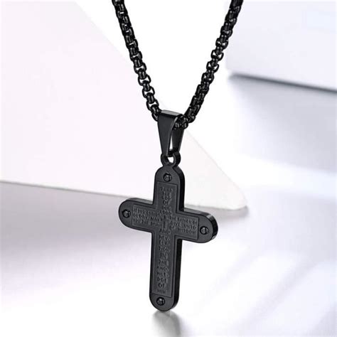 Collier Croix Chr Tienne Acier Inoxydable Or Noir Pendentif Inri Avec