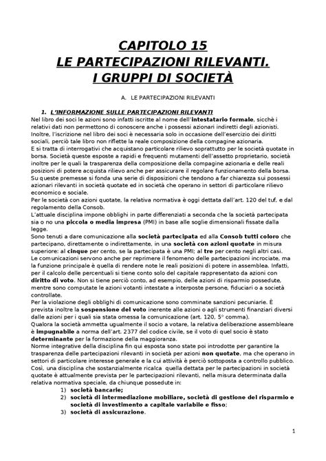 Le Partecipazioni Societarie Docsity