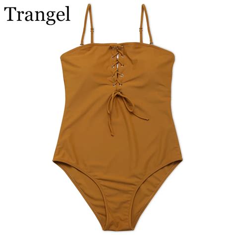 Trangel 2017 New Sexy Swimsuit Women Solid One Piece Swimwear Brazilian