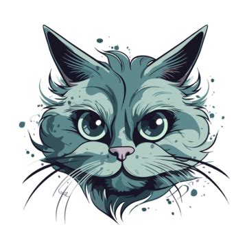 Cat Whiskers Clipart Cartoon Grey Cat Head With Big Eyes And A Funny