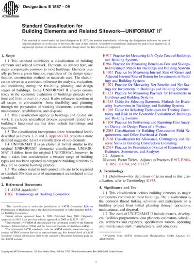 Astm E Standard Classification For Building Elements And