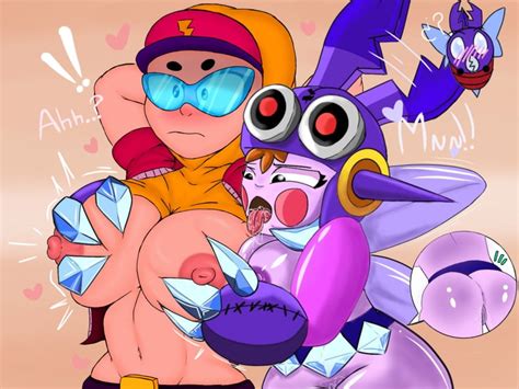 Rule 34 2girls Bea Brawl Stars Blue Tinted Eyewear Brawl Stars Breast Grab Breasts Cap