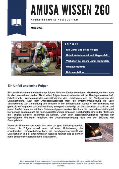 Arbeitsunfall AMUSA GmbH Arbeitsmedizin Arbeitssicherheit