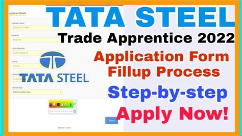 How To Fill Tata Steel Trade Apprentice Form Tata Steel