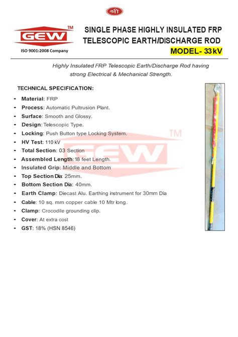 Frp Telescopic Earth Discharge Rod At Rs 6500 Piece Discharge Rods In