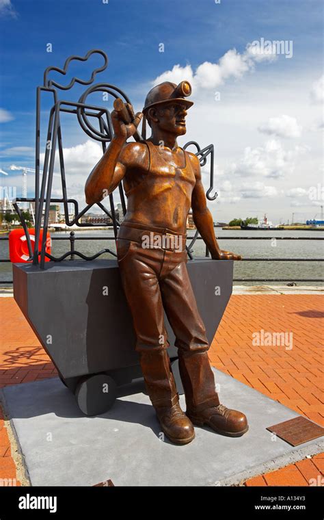 Statue From Pit To Port By John Clinch Cardiff Bay South Wales Uk