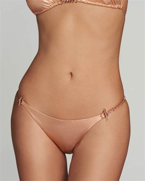 Antronella Tie Side Bikini Bottom In Rose Gold By Agent Provocateur