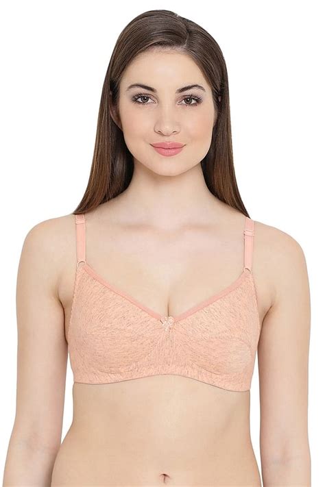 Buy Cotton Non Padded Non Wired Full Cup Bra Peach Online India Best