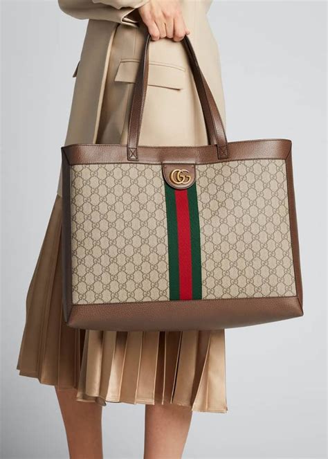 Gucci Ophidia Soft Gg Supreme Canvas Tote Bag With Web Gucci Tote Bag