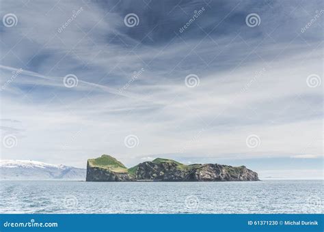 Famous Ellidaey Island With Tiny House Iceland Stock Photography