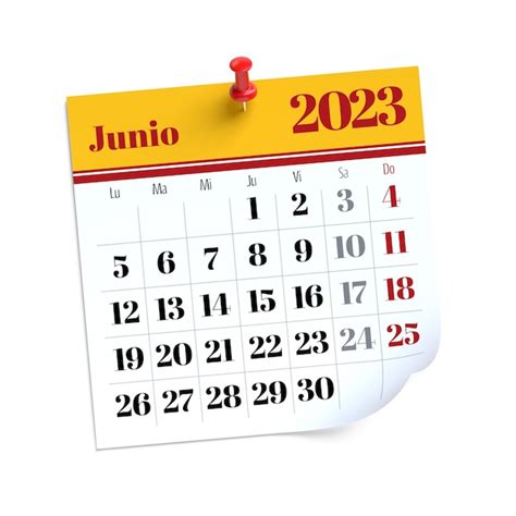 Calendario De Junio De En Idioma Espa Ol Aislado Sobre Fondo