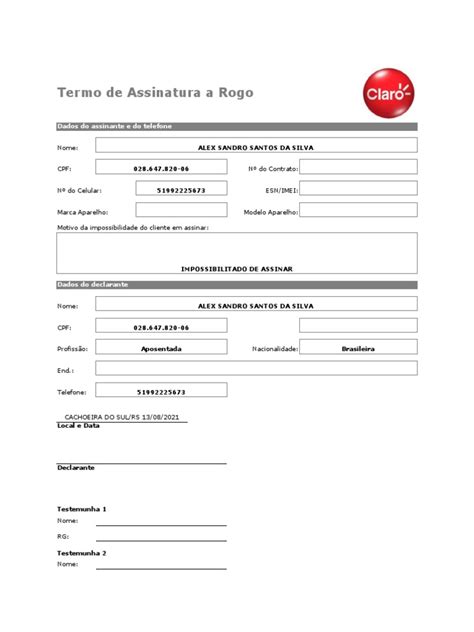 O Que É Assinatura A Rogo - Termo de Assinatura a Rogo | PDF