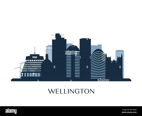 Wellington Skyline Monochrome Silhouette Vector Illustration Stock