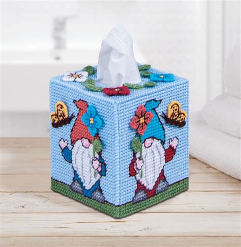 Mary Maxim Plastic Canvas Tissue Box Kit Spring Gnomes Count