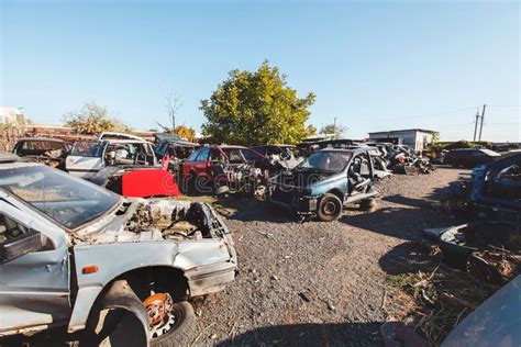 Scrap Car Recycle Yard. Hundreds of Old Cars at a Scrap Yard. Stock ...