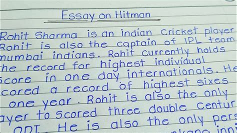 Essay On Rohit Sharma Hitman Rohit Sharma Essay Essay On My