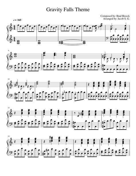 Gravity Falls Theme Song (Piano Cover) Sheet music for Piano | Download ...