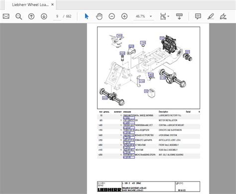 Liebherr Wheel Loader L538 Z43328942 Spare Parts List