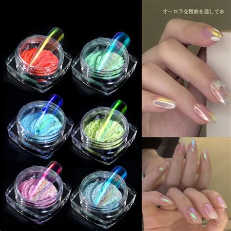 Magic Snow Powder Iridescent Effect Nail Art Pigment Fine Ice Through Nude Aurora Powder For