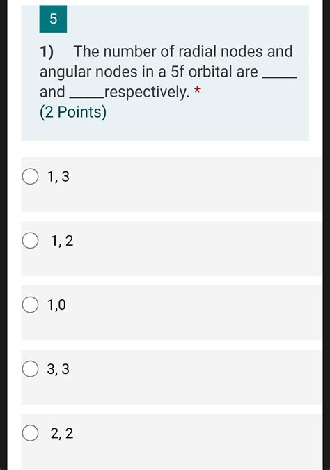 Solved The Number Of Radial Nodes And Angular Nodes In Chegg