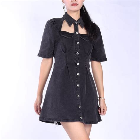 Custom Hollow Short Sleeve Button Closure Overalls Outerwears Women