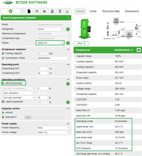 Selecting The Liquid Subcooler In The BITZER SOFTWARE