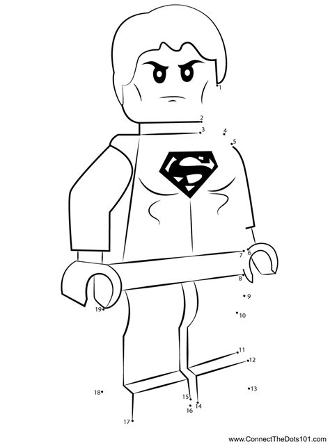 Lego Superboy Dot To Dot Printable Worksheet Connect The Dots