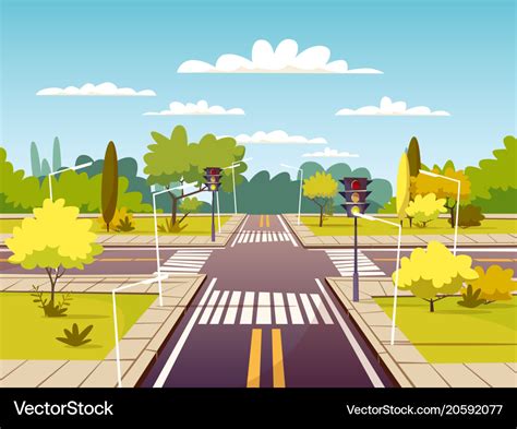 Street Crossroad Cartoon Of Royalty Free Vector Image