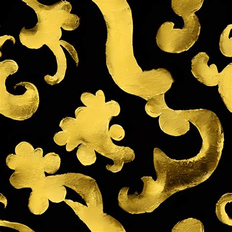 Motif Baroque Doré Sur Fond Noir · Creative Fabrica