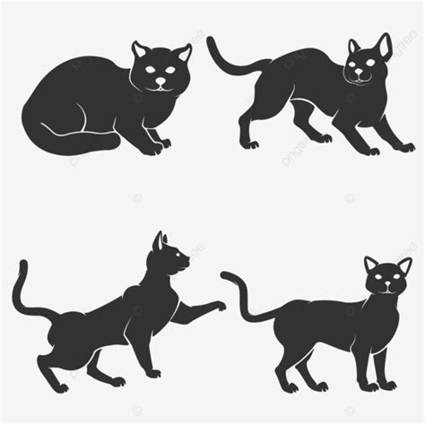 Black Cat Set Vector Design Images Set Of Cat Isolated On White